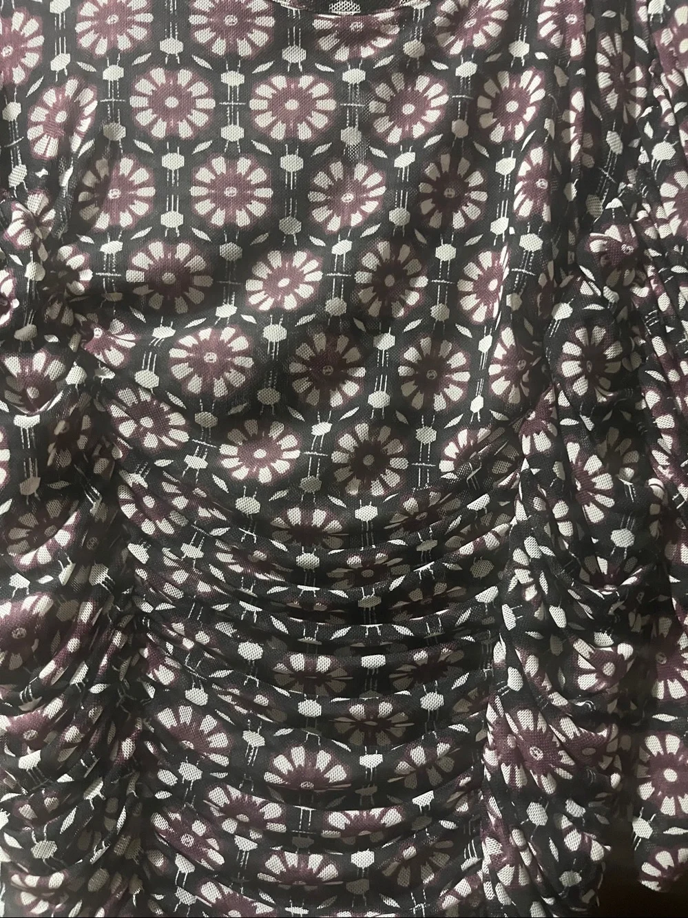 Free People Briella Printed Ruched Midi Dress in a black combo BNWT sz SM